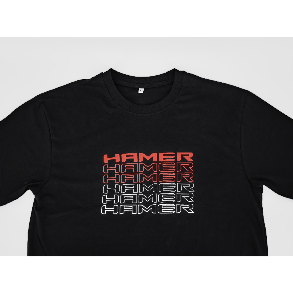 HAMER4x4 เสื้อยืดสีดำ ลายHAMER6แถว