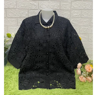 เสื้อลูกไม้สีดำ เสื้อลูกไม้กระดุมหน้า รอบอก38-42/44/46/48/50-52นิ้ว ฟรีไซส์ หน้าผ้า32/44/46/48/52 เสื้อเชิ๊ตสีดำ