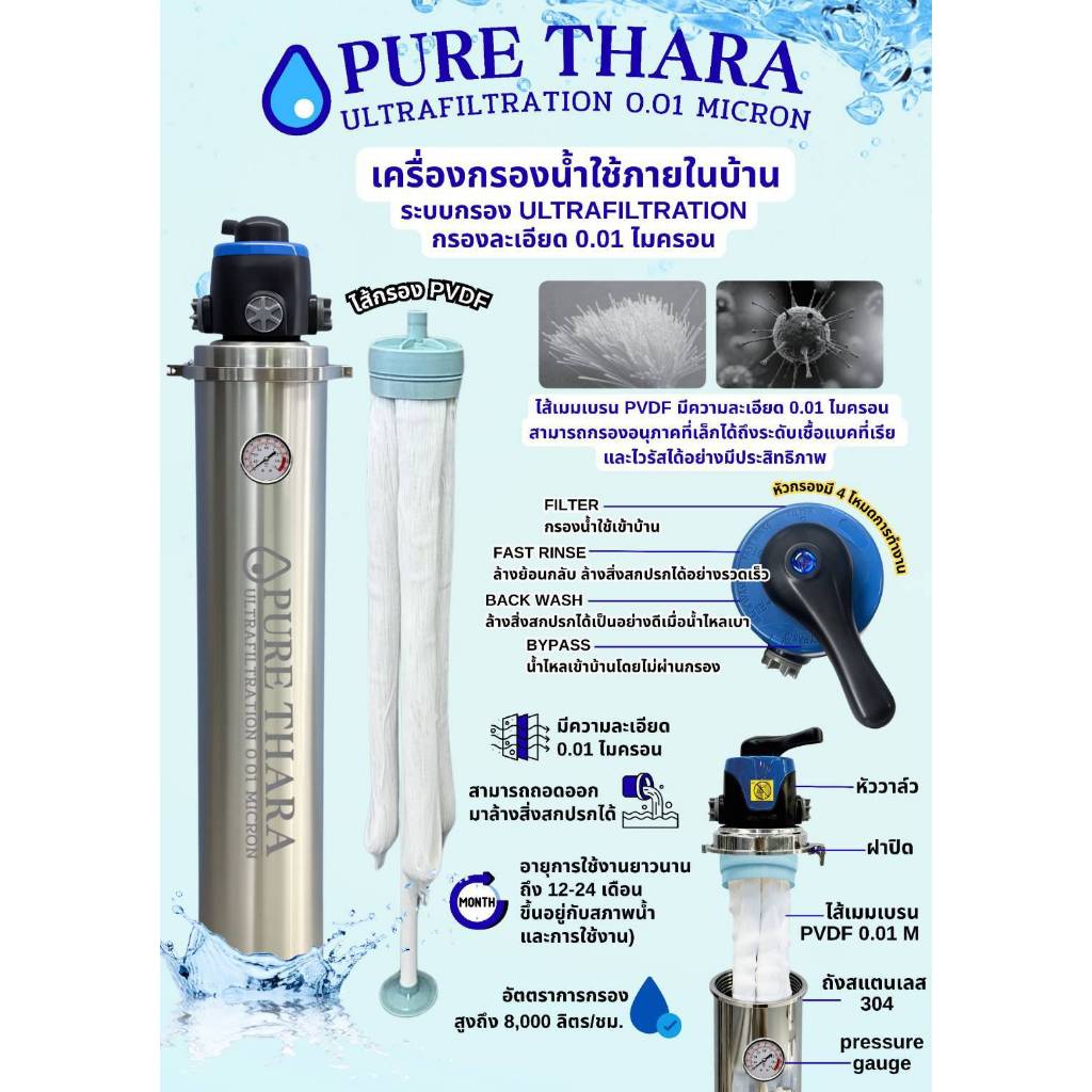 เครื่องกรองน้ำใช้ PVDF (UF) แบรนด์ PURE THARA STEELE'S 304
