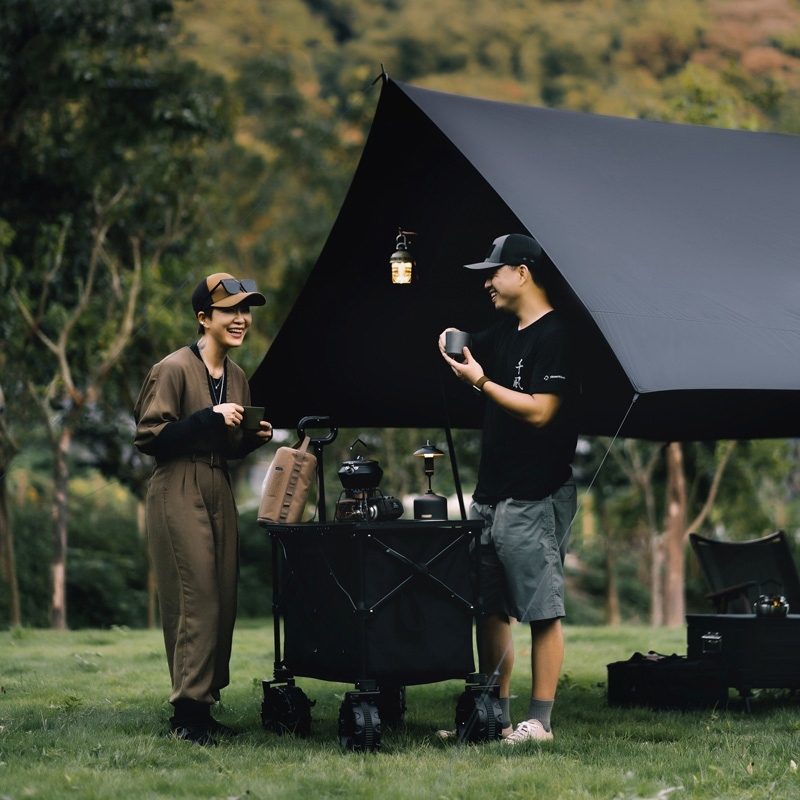 WildEdge Gear ฟลายชีทพร้อมเสา เต้นท์แคมปิ้ง ผ้าใบ  3x3/3x4/3x6m UV50+ กันฝนทะลุ พร้อมเสา 2 ต้น อุปกรณ์ครบชุด - รูปที่ 6