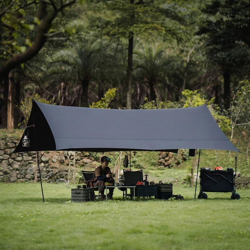 WildEdge Gear ฟลายชีทพร้อมเสา เต้นท์แคมปิ้ง ผ้าใบ  3x3/3x4/3x6m UV50+ กันฝนทะลุ พร้อมเสา 2 ต้น อุปกรณ์ครบชุด - รูปที่ 5