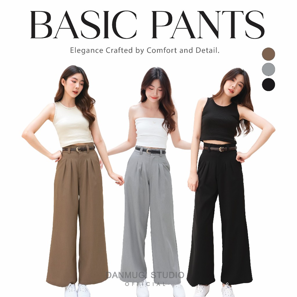 🔥danmugi.official 🔥 พร้อมส่ง 🇹🇭 basic pants กางเกงขายาว ขากระบอก ใส่ทำงาน ไปคาเฟ่ ไปออฟฟิศ