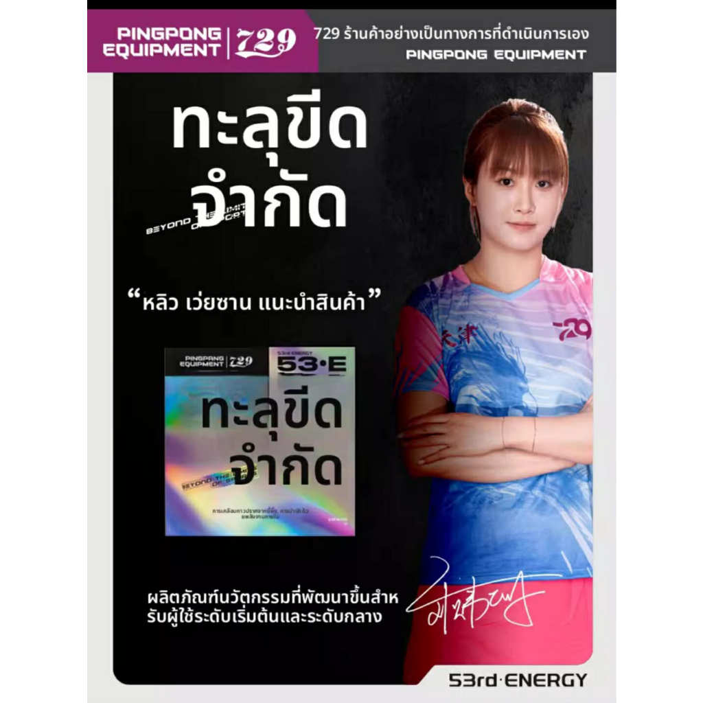 ยางปิงปอง 729 Friendship 53rd Energy สำหรับผู้เริ่มเล่นจนถึงระดับกลาง