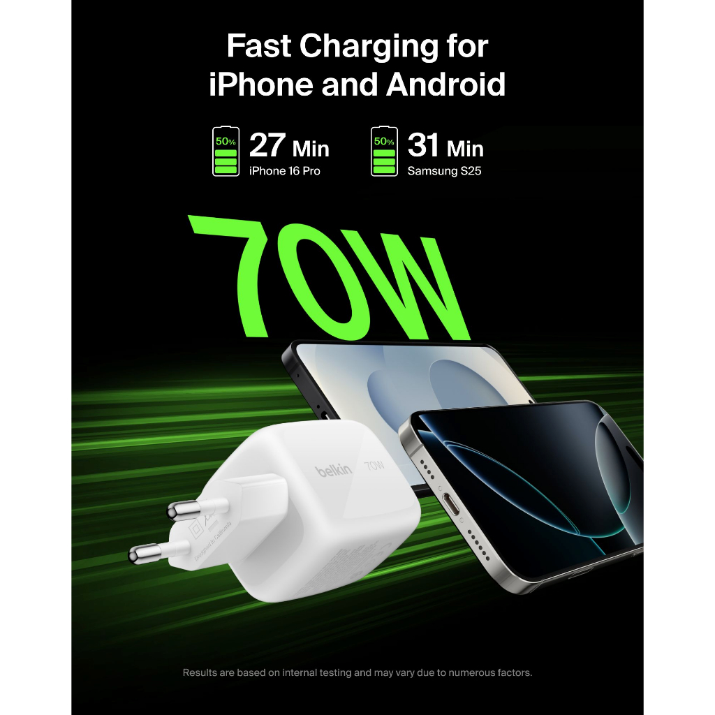 ซื้อ 1 ได้ 2! (ฟรีหัวชาร์จ 25W) Belkin WCC002/016/018 67/70/100W 3 พอร์ต มอก.ไทย ราคา ถูกที่สุด ดีลบีเคเค แกลเลอรีภาพที่ 6