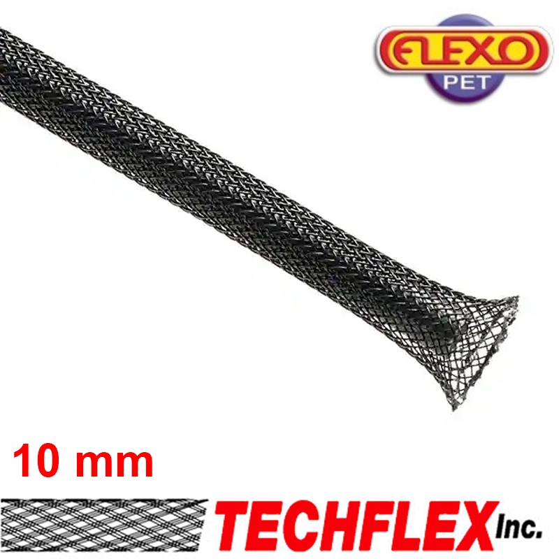แบ่งขาย Techflex รุ่น Flexo Pet สีดำ ขนาด 3/8 (10mm) made in USA. สำหรับหุ้มสายสัญญาณ สายถัก หนังงู