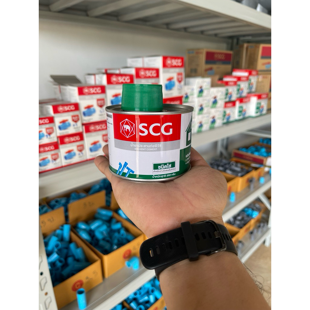 กาว น้ำยาทาท่อ พีวีซี แบบมีแปรง ยี่ห้อ SCG เนื้อกาวใส ติดทนนาน ไม่ลอก