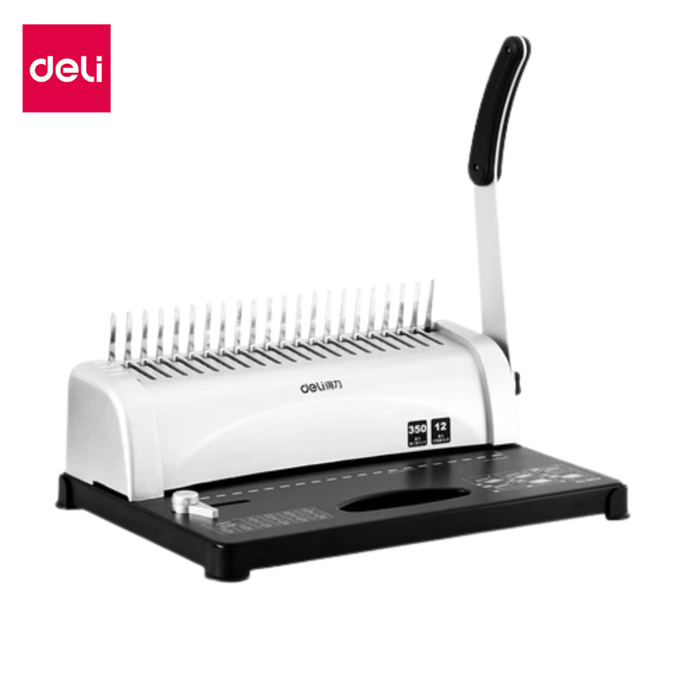 Deli เครื่องเข้าเล่ม เครื่องเข้าเล่มเอกสาร เจาะกระดาษสูงสุด 12แผ่น/ครั้ง เข้าเล่มกระดูกงู Binding Machine