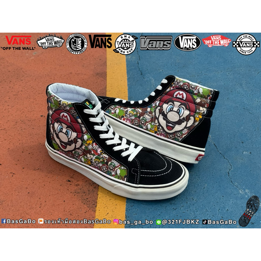 VANS SK8-HI & NINTENDO MARIO & RUIGI รองเท้ามือสอง รับประกันแท้ รองเท้าVansมือสอง รองเท้าVans Vansมื