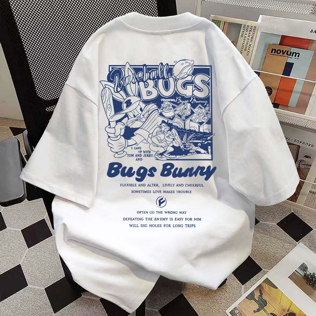 (ผ้าฝ้าย 100%) Luvoro หลายสี สะท้อนแสง เสื้อยืด เงิน Oversize ขาว ดำ วินเทจ คอกลม ชาย ญิง Cotton 100