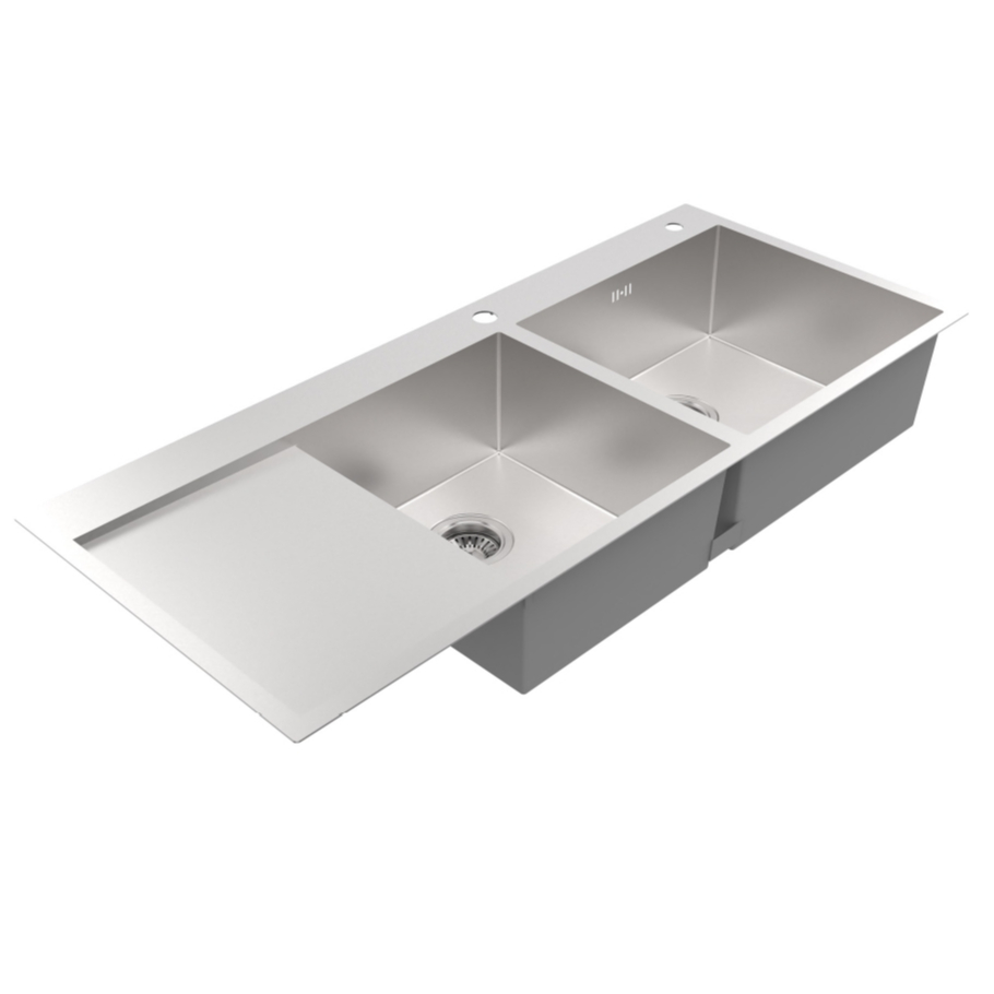 MEX รุ่น SQ1202R-MF อ่างล้างจาน 2 หลุม 1 ที่พัก ขนาด 120 x 51 สเตนเลส สตีล AISI 304 ราคา ถูกที่สุด ดีลบีเคเค แกลเลอรีภาพที่ 4