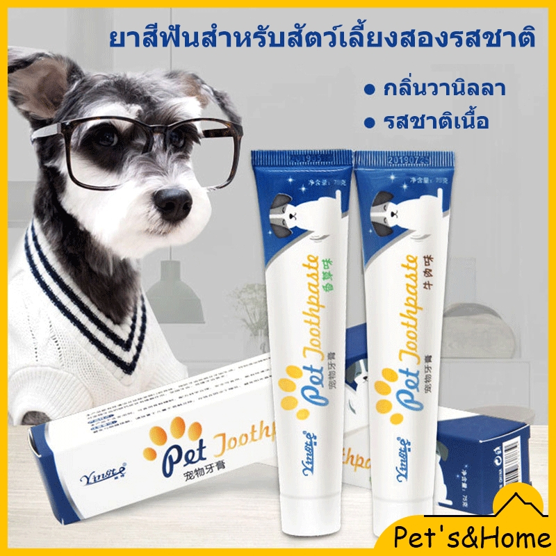 ชุดแปรงสีฟันสัตว์เลี้ยงหรือยาสีฟันสําหรับสุนัขและแมว