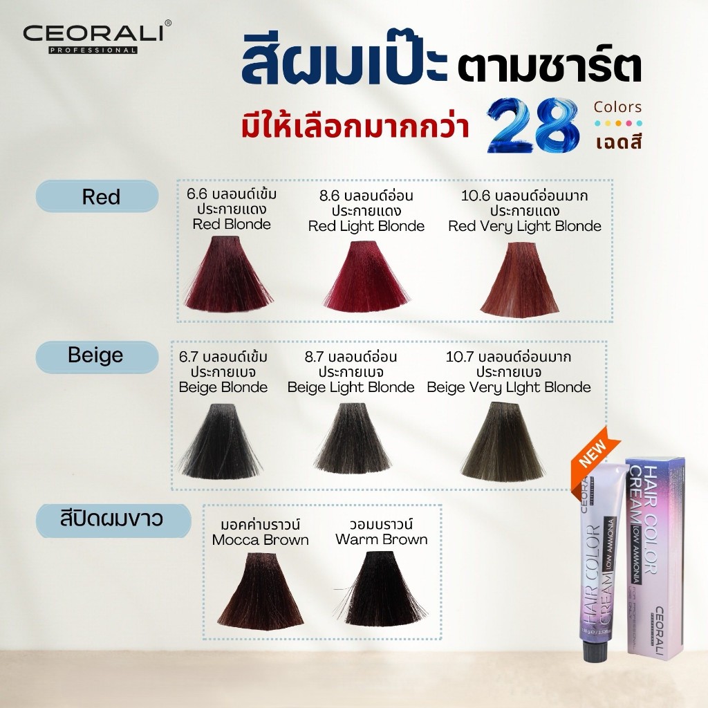 (กด 18 หลอด) สีย้อมผมเซรารี่ CEORALI HAIR COLOR CREAM LOW AMMONIA ไร้กลิ่นฉุน แอมโมเนียต่ำ ราคา ถูกที่สุด ดีลบีเคเค แกลเลอรีภาพที่ 6