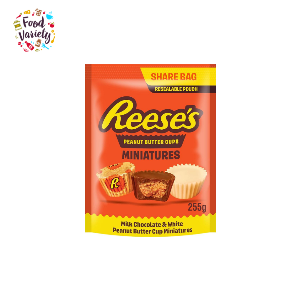Reese's Milk Chocolate and Peanut Butter Cups Miniatures Pouch 255g ถ้วยช็อกโกแลตนมและเนยถั่วลิสงรีส