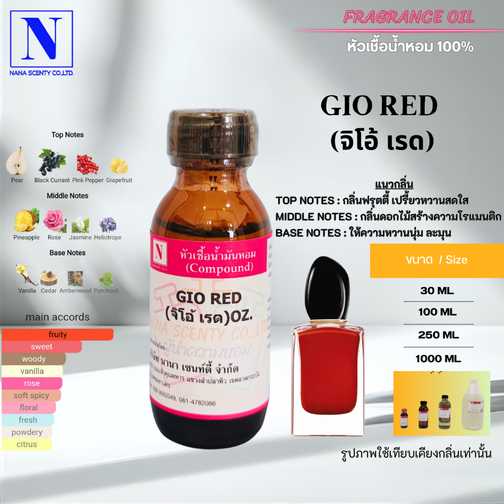 หัวเชื้อน้ำหอม 100% กลิ่นจิโอ้ เรด (GIO RED)