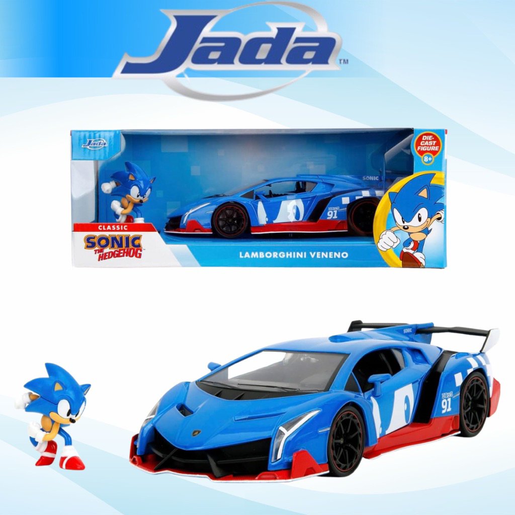 Jada - Sonic Lamborghini 1:24 253255082 + 8 Years Diecast with Sonic Figure Included