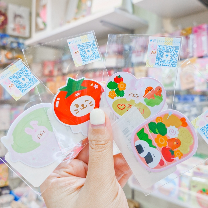 🐰✨มีลายใหม่จ้า✨🐰Sticker สติกเกอร์ รวมลายของกินสุดน่ารัก ผลไม้ อาหารสุดนุ่มฟู [PUPUI HOUSE]