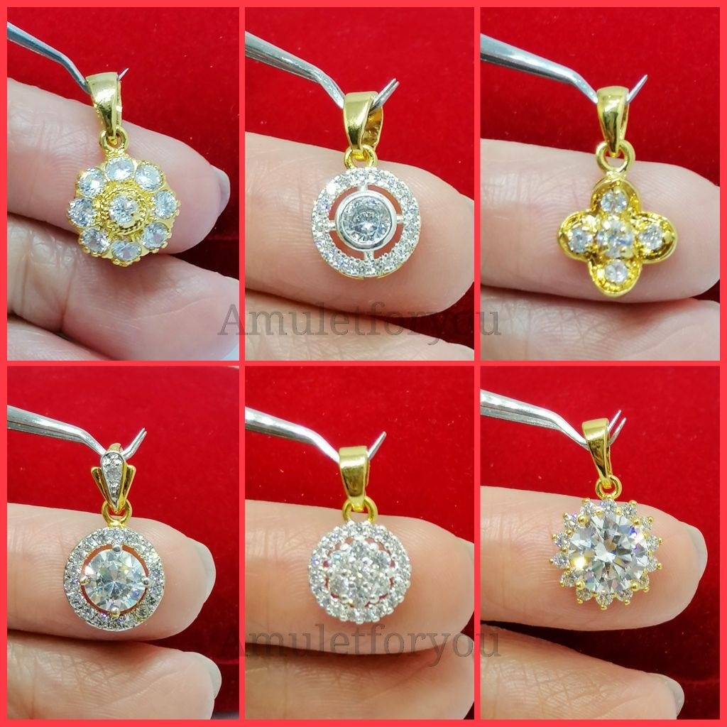 จี้เพชรล้อม​ หุ้มทองแท้​ 18k​ เกรดพรีเมียม