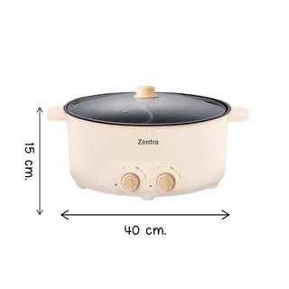 หม้อชาบูอเนกประสงค์ Zentra 2 ช่อง ขนาด ความจุ 7 ลิตร กำลังไฟ 2000W ดีไซน์มินิมอลentraz ZT-E01