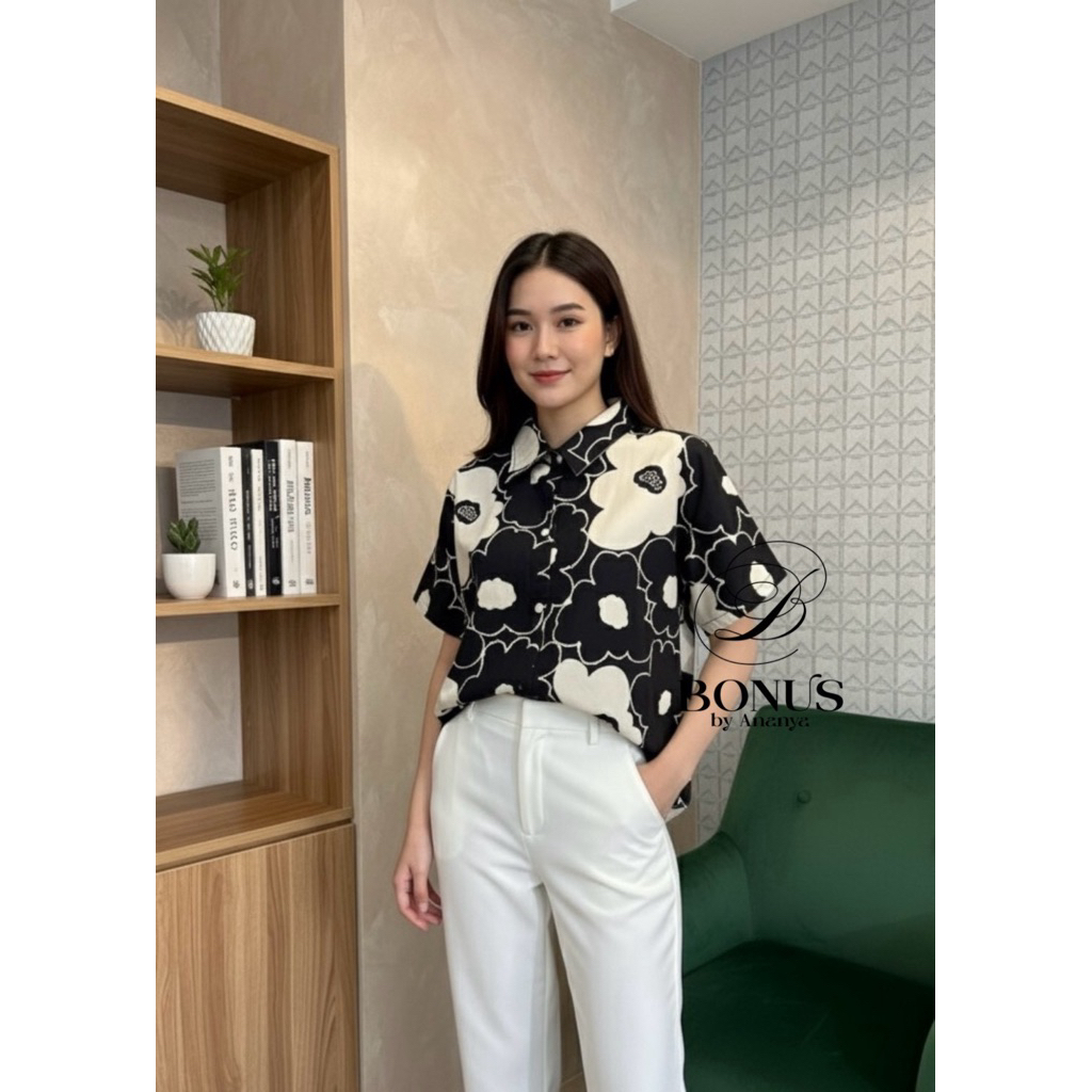 🏷ป้ายBonus by Ananya  ‼️เสื้อคอปกเชิ้ตแขนสั้นผ้าคอตตอนญี่ปุ่น 🇯🇵100%