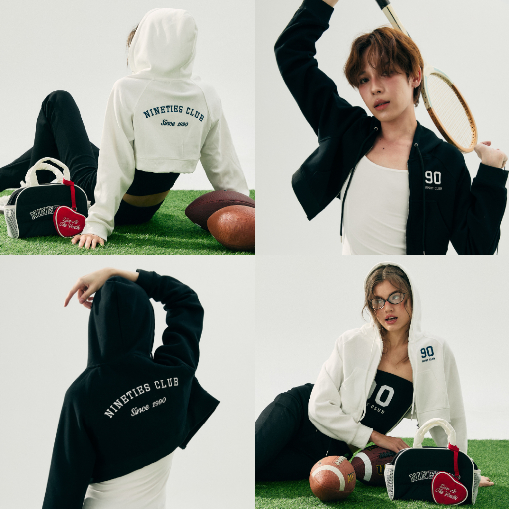 Nineties Design : Sport Club เสื้อสเวตเตอร์ครอป มีฮู้ด รุ่น Fighting