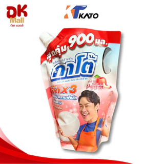 (live) Kato น้ำยาล้างจานกาโต้ สูตรเข้มข้น กลิ่นพีช ปริมาณ 900 มล. 1 ถุง