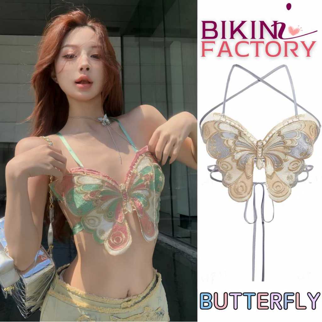 BIKINI FACTORY เสื้อแฟชั่น เสื้อเซ็กซี่ เสื้อยั่ว 🦋 คล้องคอ เปลือยหลังสุดแซ่บ BK-S634