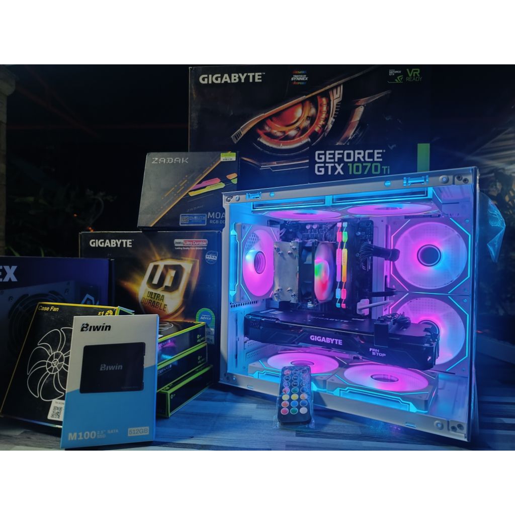 คอมประกอบของใหม่+ มือสองนิดหน่อย เคสตู้ปลา ARGB  CPU i5-8400 6C/6T 4.0HZ+GPU GTX 1070 Ti 8G แบบแรงๆพ