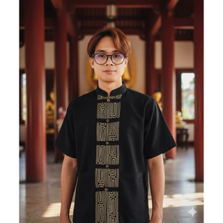 เสื้อผ้าเมือง คอจีน กระดุมกะลา เดินเชือก แขนสั้น