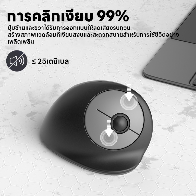Ergonomic เมาส์ไร้สายแนวตั้ง 3 ปุ่มเมาส์สําหรับเล่นเกม RGB 1200 DPI Optical เม้าส์สําหรับแล็ปท็อปพีซี รูปที่ 5