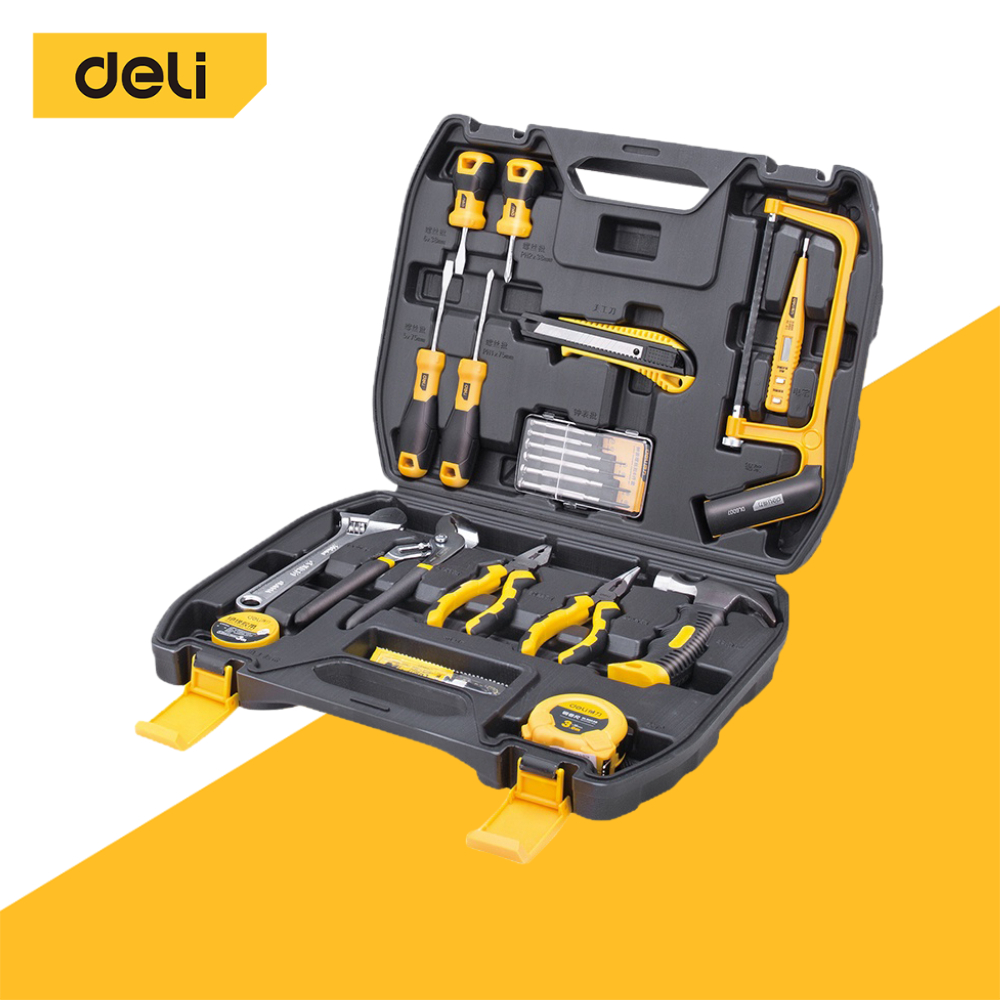 Deli กล่องเครื่องมือช่าง ชุดเครื่องมือช่าง อุปกรณ์ช่าง 21ชิ้น  ความหลากหลายของเครื่องมือช่าง ชุดเครื่องมือ Tool Set