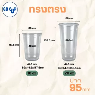 ขายดี พร้อมส่ง!! (50ใบ/แพ็ค) แก้ว PET ทรงแคปซูล ปาก 89 ขนาด 16/20 ออนซ์ เนื้อใส แข็ง หนาพิเศษ คุณภาพดี