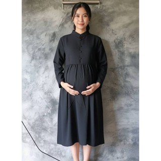 ชุดคลุมท้องสีดำแบบสุภาพแขนยาว