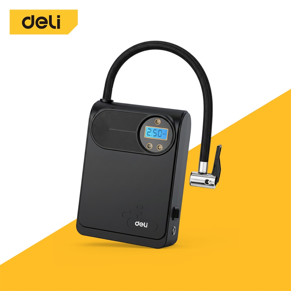 Deli ปั๊มลมไฟฟ้า ปั็มลมพกพา เติมลมรถยนต์ เต็มง่ายสะดวก กำลังสูง 90W ขนาดเล็กพกพาสะดวก Air pump