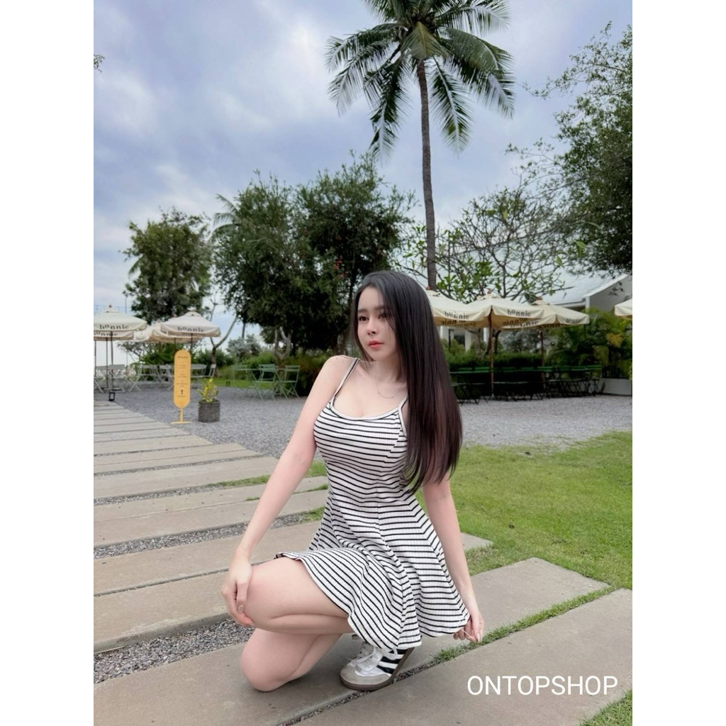 #Ontop เซ็ต 2ชิ้น ผ้านำเข้าเกรด A ยืดหยุ่นใส่แล้ว เข้ารูปทรงสวย มาพร้อมกับกางเกงขาสั้น ดีเทลเสริมฟองน้ำสายปรับได้