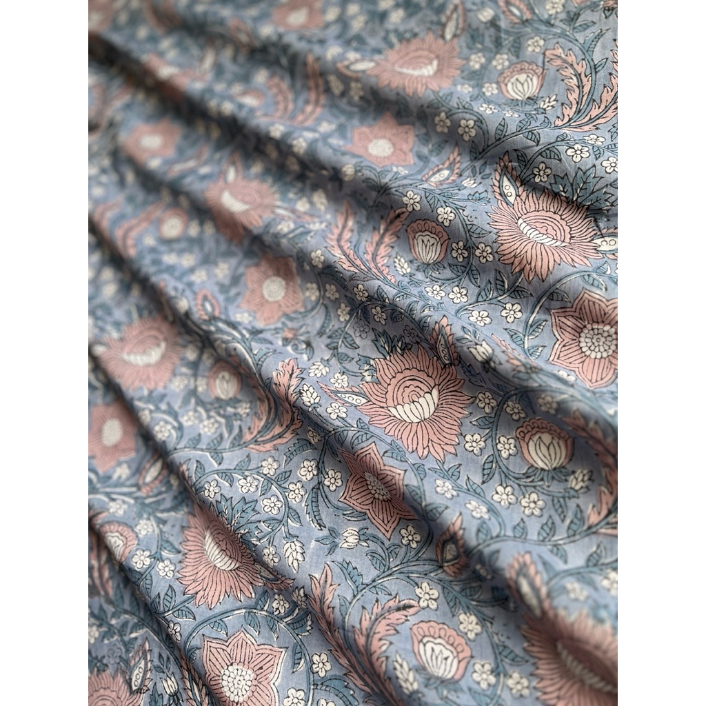 144บ./หลา Cotton Fabric Indian Blockprint  ผ้าฝ้าย ผ้าอินเดีย พิมพ์มือ sarasafabric handblockprint c