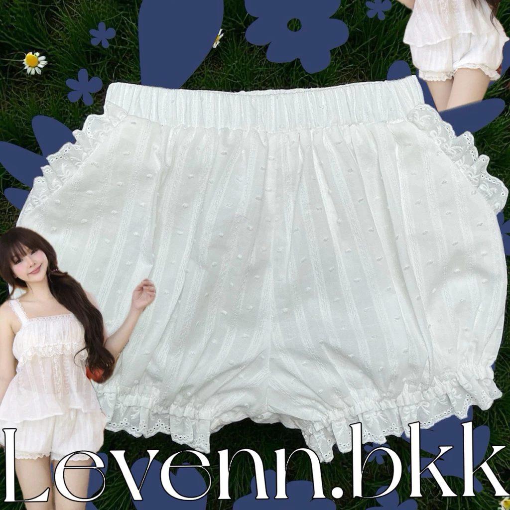 Levenn.bkk • Pumpkin Pants กางเกงขาสั้น ผ้าคอตตอลทอลาย ทรงฟักทองน่ารักสุดคิ้ว