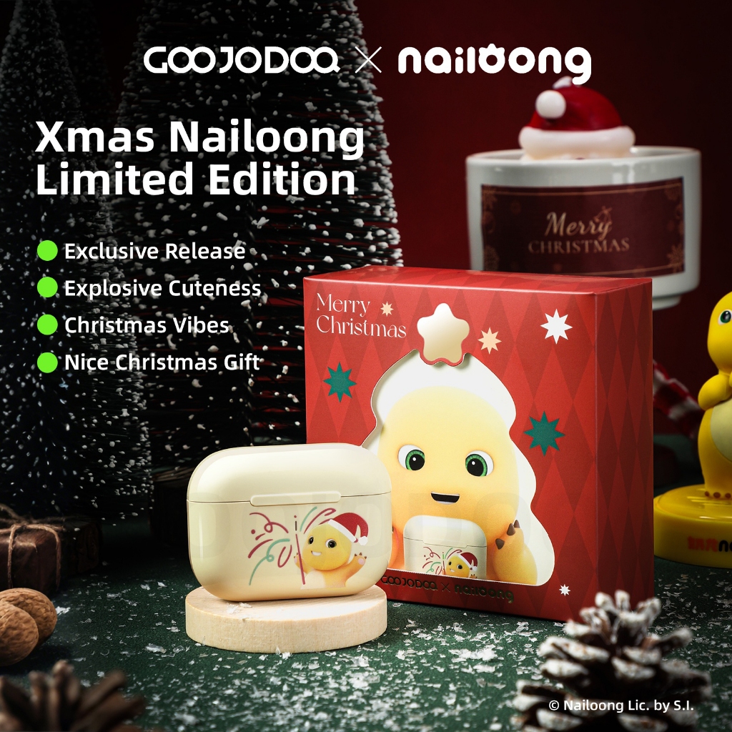 GOOJODOQ J206 หูฟังบลูทูธ Christmas NaiLoong หูฟัง Bluetooth 5.3 พร้อมไมโครโฟนในตัว หูฟังไร้สาย