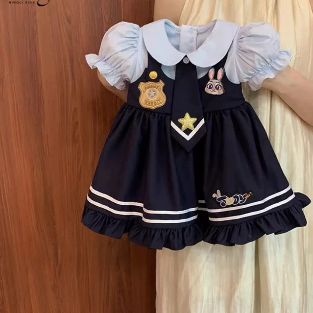 พร้อมส่ง(มีส่งด่วน)🐠ซูโทเปียเดรสลูกสาวเนคไทกระต่าย