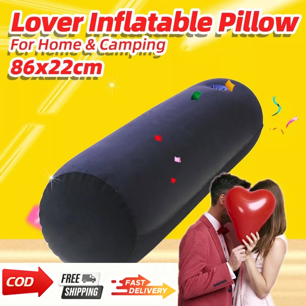 หมอนข้างเป่าลม เบาะหมอนลมหมอนหนุนแบบเป่าลมหมอนเป่าลมขนาด86X22ซม. เฟอร์นิเจอร์แบบพกพาตั้งแคมป์ + ปั๊มเสริม