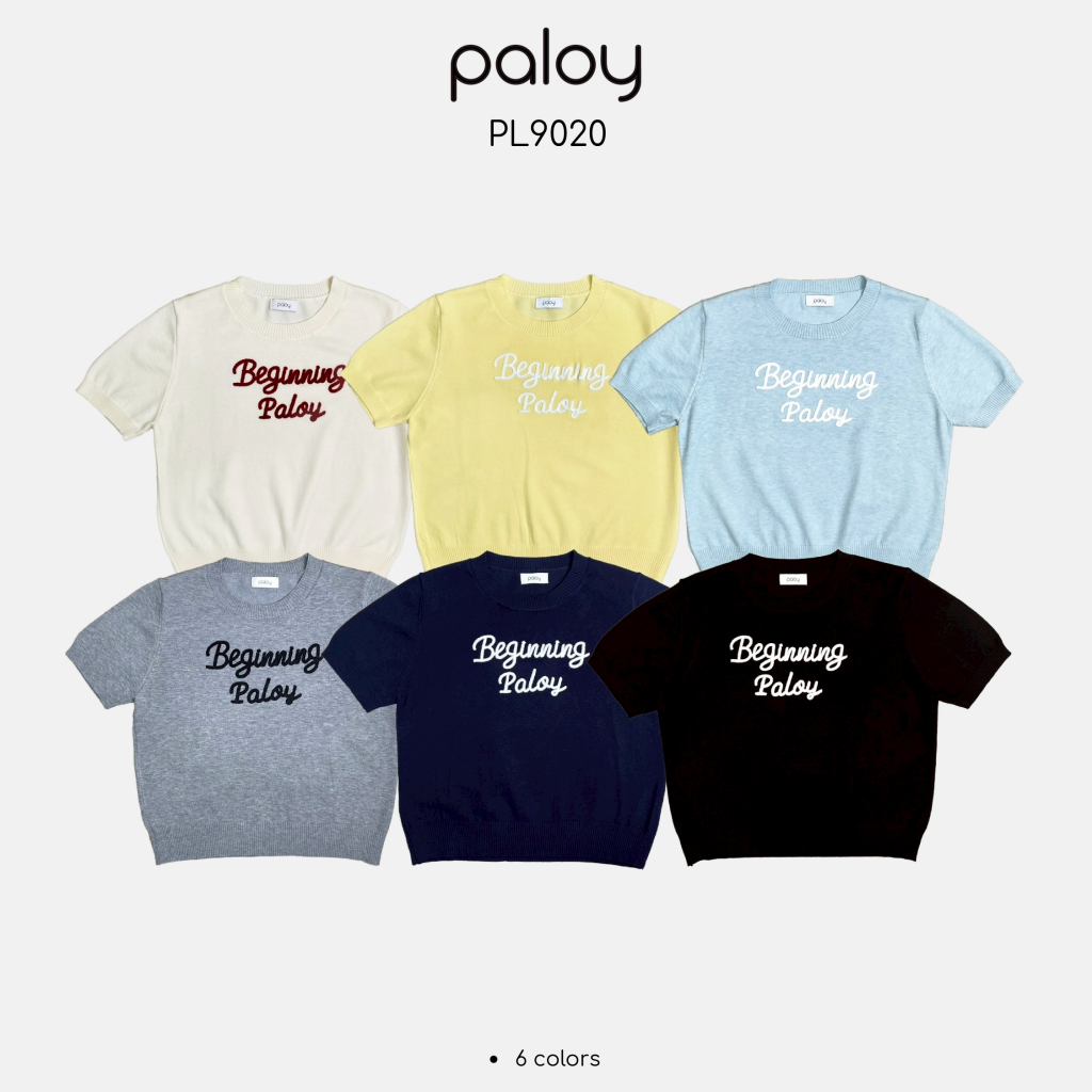 Paloy- PL9020 เสื้อไหมพรมแขนสั้น ปักหน้าอก Beginning Paloy