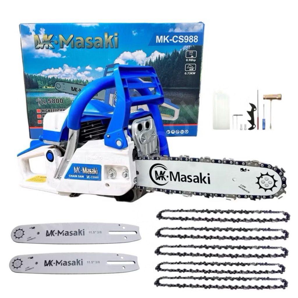 💥MASAKI เลื่อยยนต์ เลื่อยโซ่ยนต์ บาร์ 11.5 นิ้ว โฉมใหม่3แรง (โซ่ 5 บาร์ 2) รุ่น 5800 (MK-CS988)
