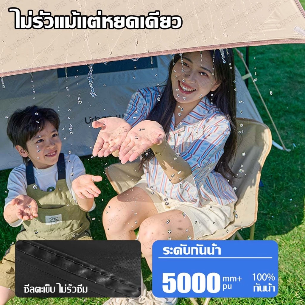 ฟลายชีท อุปกรณ์ครบชุด ผ้าใบ 4.5x6m เต้นท์แคมปิ้ง อุปกรณ์เดินป่าตั้งแคมป์ กันแดด กันฝน ฟรายชีท เสา2ต้น กระเป๋าเก็บของฟรี thumbnail 3