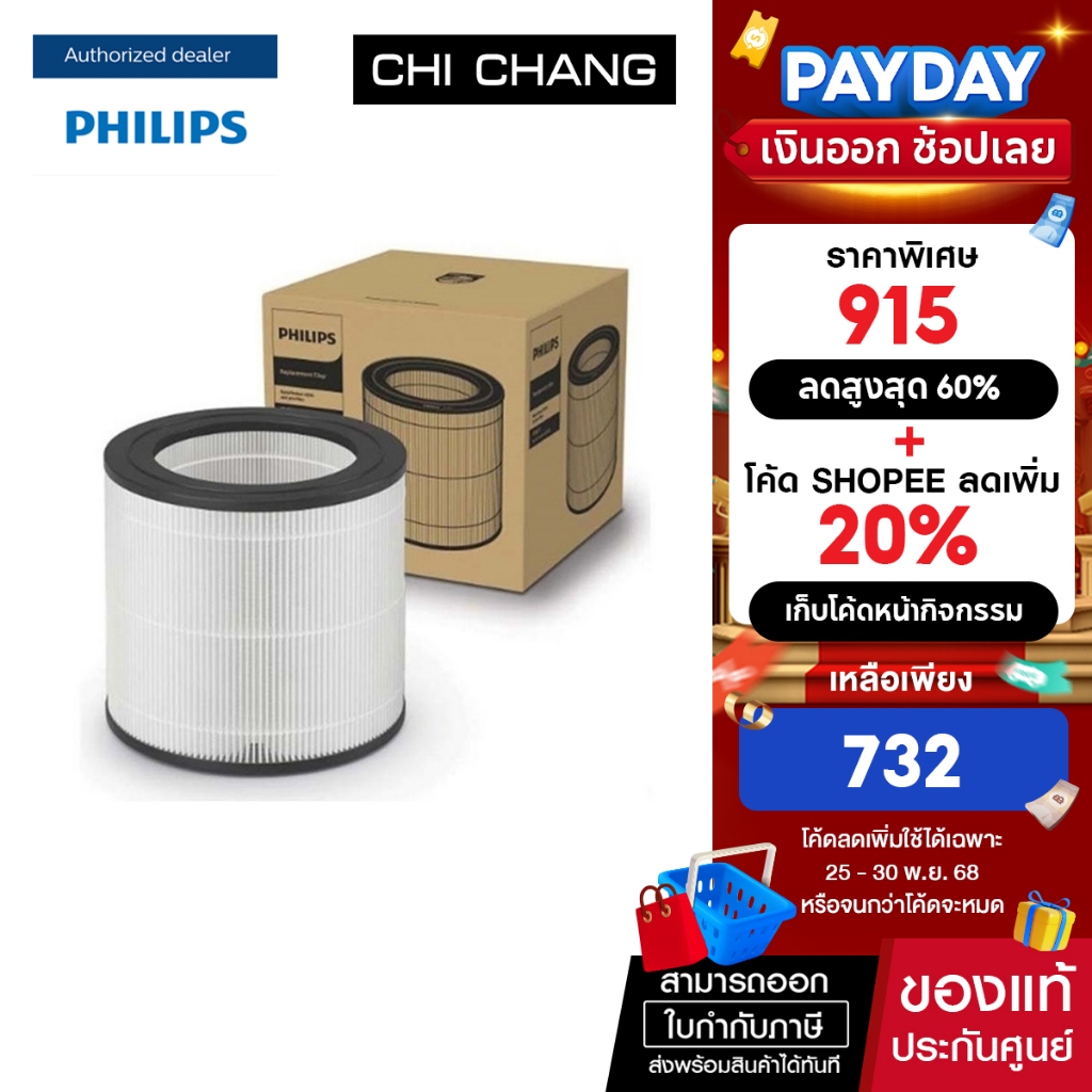 Philips HEPA Filter FY0611/30 สําหรับเครื่องฟอกอากาศ AC0650/10