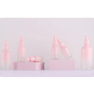 พร้อมส่ง5/10/15/30/50ml ขวดแก้วสีชมพูพาสเทลไล่สีสวยมาก ขวดเปล่าพกพา หยดดรอปเปอร์ dropper ใช้ซ้ำได้ ใส่เซรั่ม โทนเนอร์diy