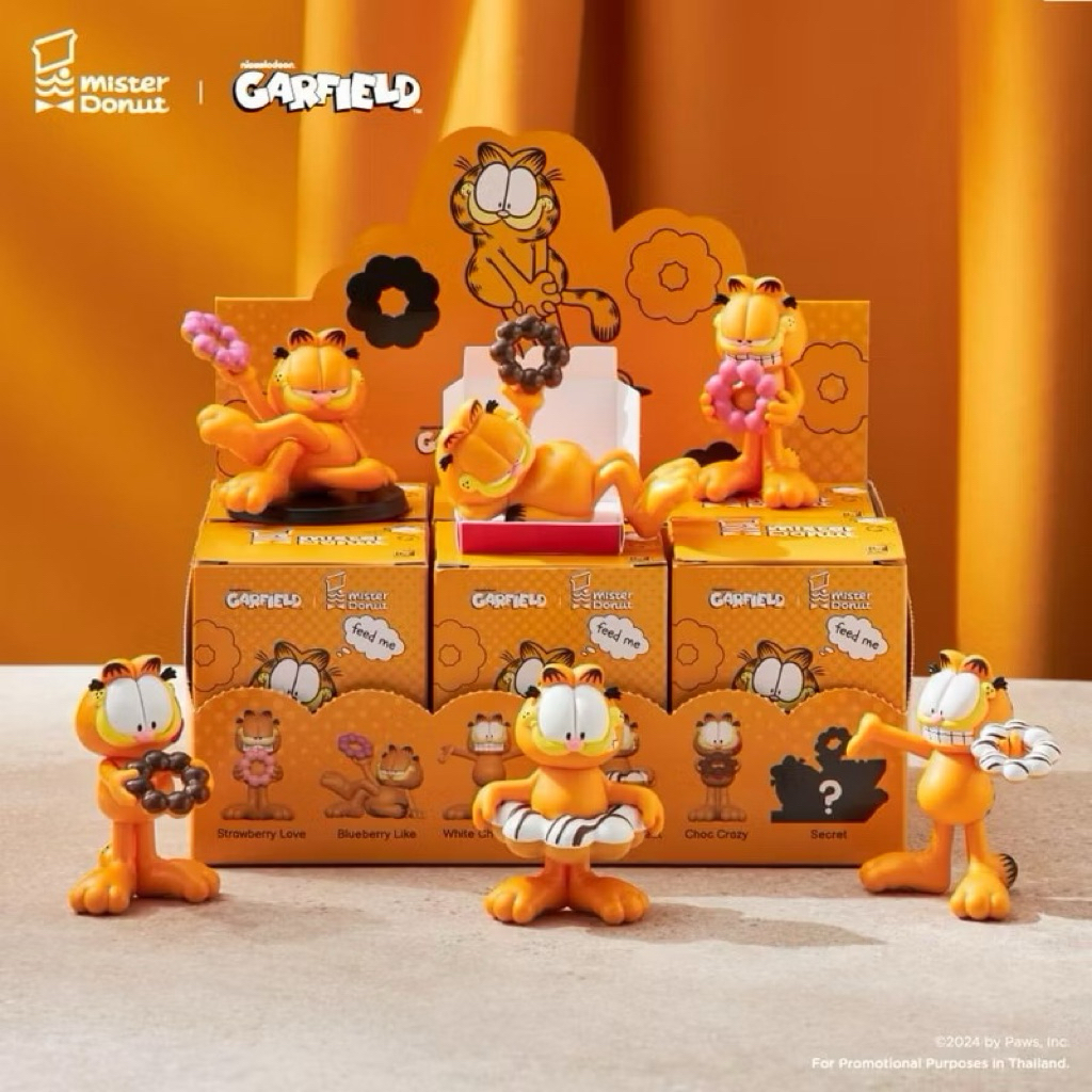 ส่งจากไทย📍ลิขสิทธิ์แท้ Mister Donut x Garfield Art Toy การ์ฟิลด์ กาฟิว แมวส้ม มิสเตอร์ โดนัท กล่องสุ