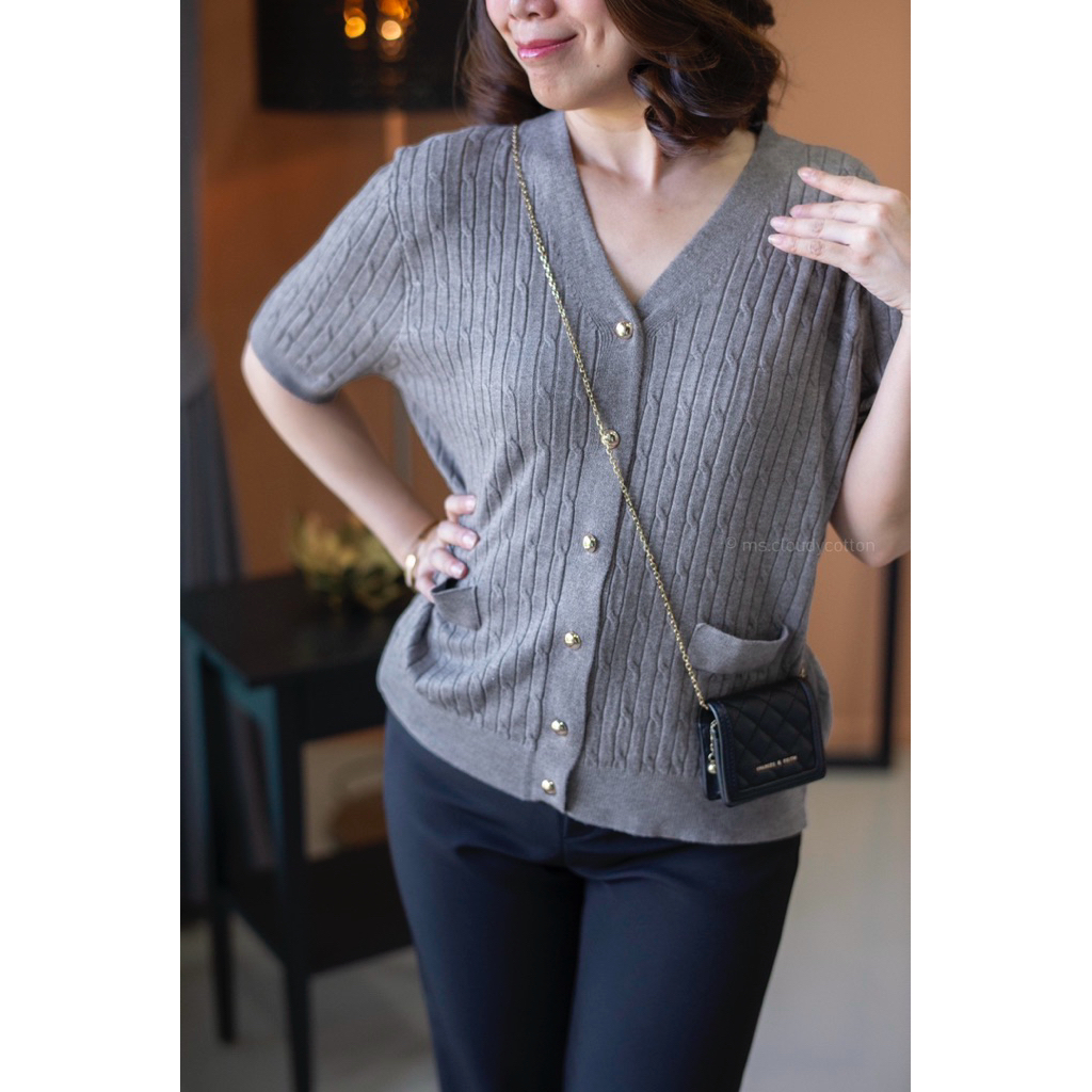 ms.cloudycotton - Yuki Top เสื้อไหมพรม แขนสั้น กระดุมหน้า ผ้านุ่ม - รูปที่ 5