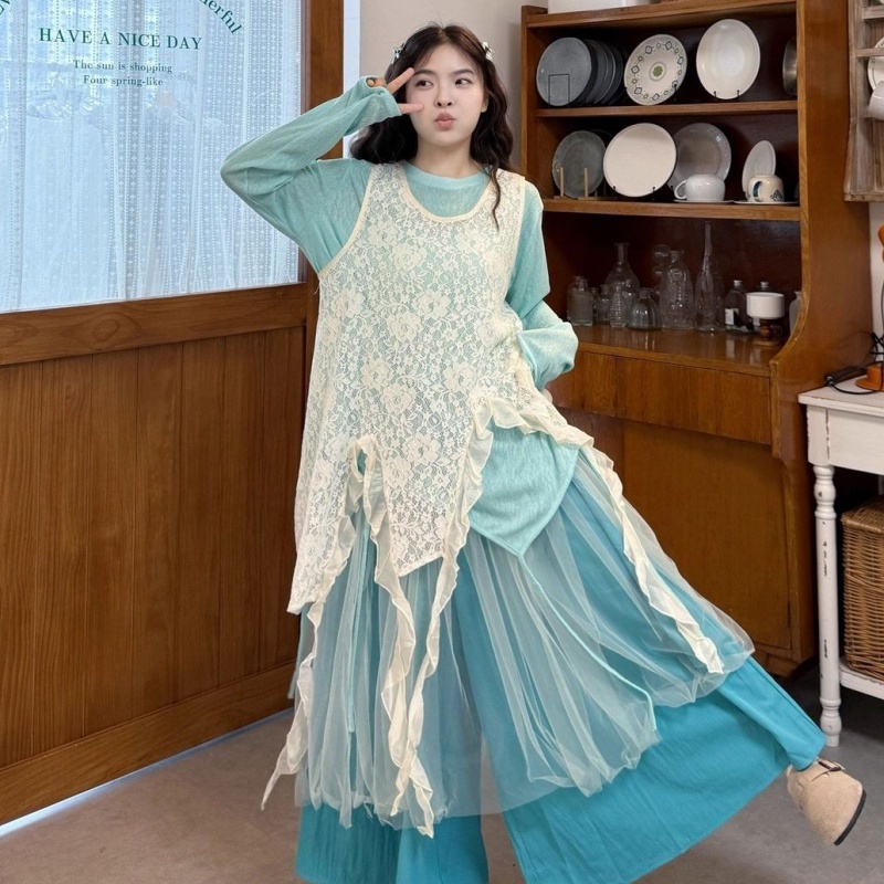 NOVA🎀ใหม่ 2025 - เสื้อกั๊กแขนกุด สีขาว ลูกไม้ Smock ประเภทรุ่นหลวม หวาน น่ารัก สุภาพสตรี แฟชั่นสบาย ๆ