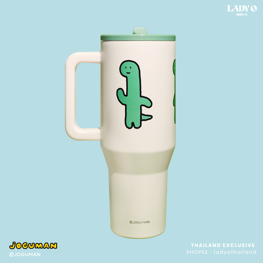 JOGUMAN Big Tumbler with Straw (Ivory&Green) - Trio Brachio แก้วน้ำเก็บความเย็น