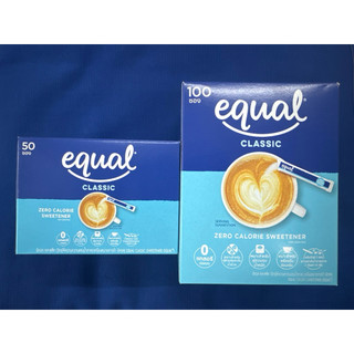 อีควล Equal (ขนาด50/100ซอง) น้ำตาลทดแทน ตัวให้ความหวานแทนน้ำตาล ใส่กับกาแฟ / เครื่องดื่ม / ในอาหารได้เช่นกัน(ราคาพิเศษ)
