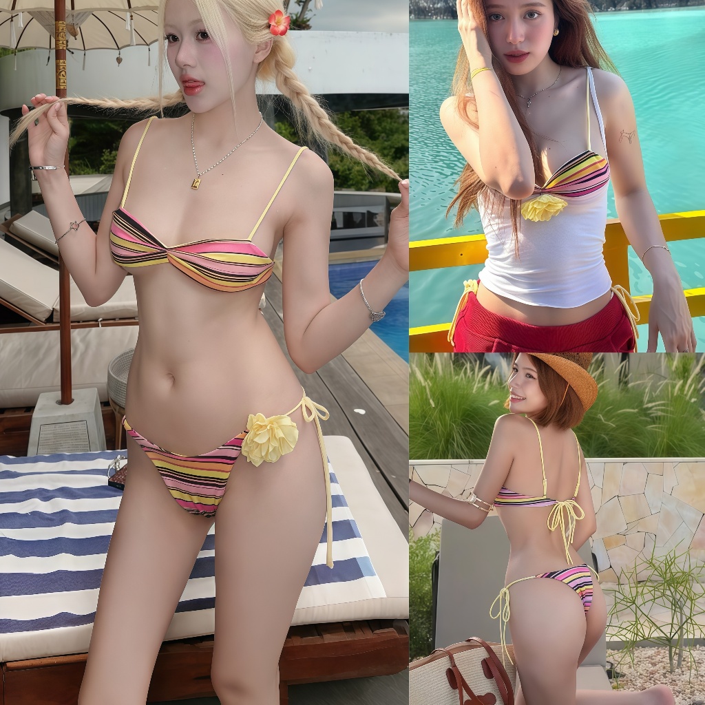 🧡Basic swimsuit💛 ชุดว่ายน้ำแฟชั่น bikini ทูพีช ดีไซน์แบบผูกเชือก หลายสไตล์ S-L ส่งจากไทย - รูปที่ 2